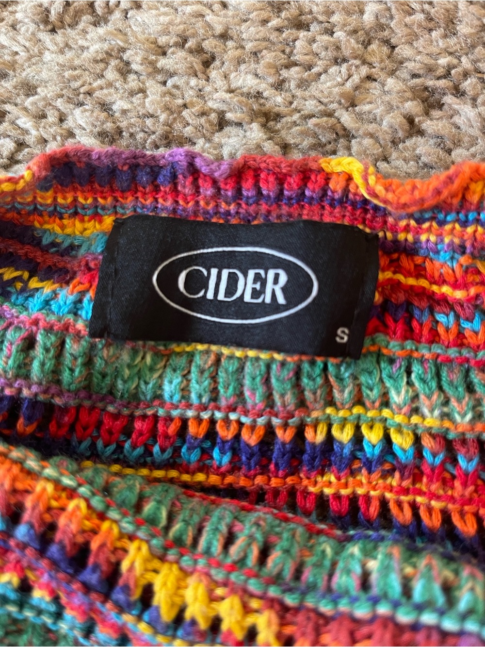 Cider Crochet Multicolor Midi Dress with Green Yoke | Size Small - Picture 8 of 11